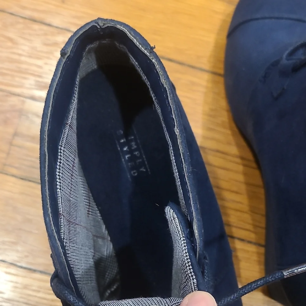 Navy Wedge Ankle Boots Size 8 1/2